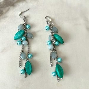Earrings in teal and silver